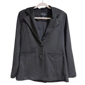🖤 Stoosh Women’s Black Faux Suede Blazer Size Medium – Classic Tailored Fit